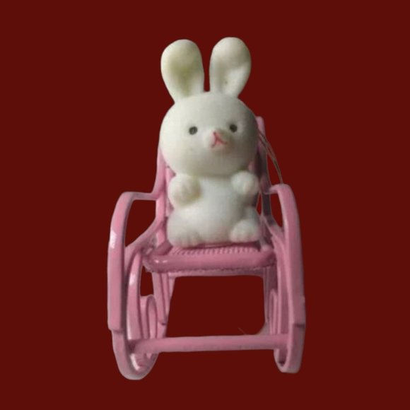 Vtg AVON GIFT COLLECTION SPRING BUNNY IN PINK ROCKER EASTER ORNAMENT - Picture 2 of 6